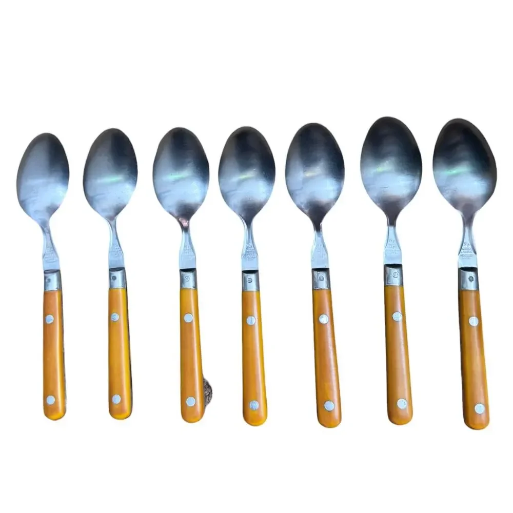 1970s Washington Forge Mardi Gras Butterscotch Yellow Flatware Set 35 Pieces